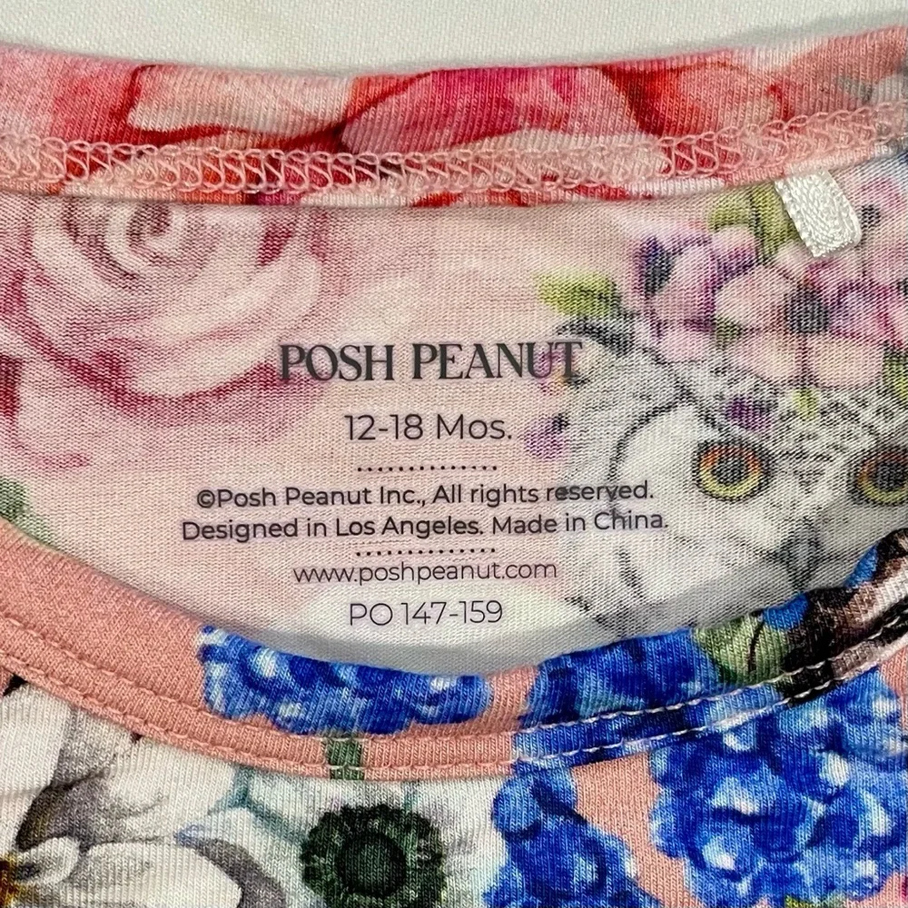 Posh Peanut Convertible Romper Girls 12-18M Dixie Ruffles Bamboo Owls Floral